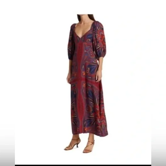 FARM Rio Red and Blue Midi Dress - Picture 2 of 8